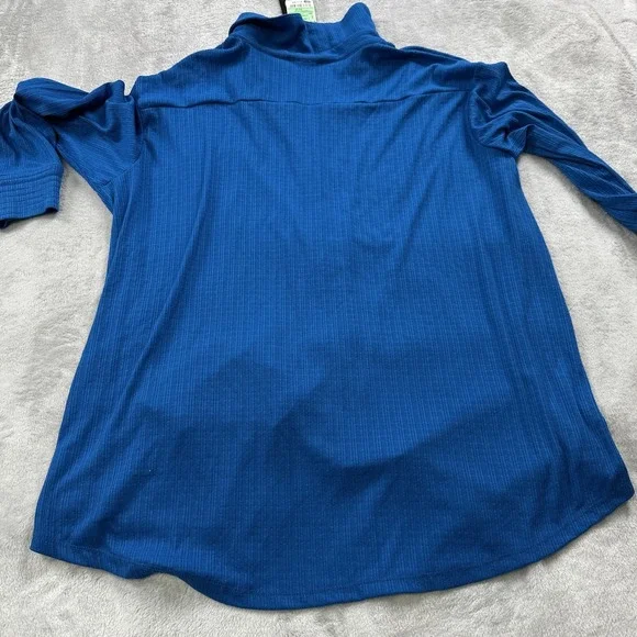 Fred David Blouse Top Women's Plus 1X Button Down Turquoise Blue Gold Button NEW - Picture 5 of 8